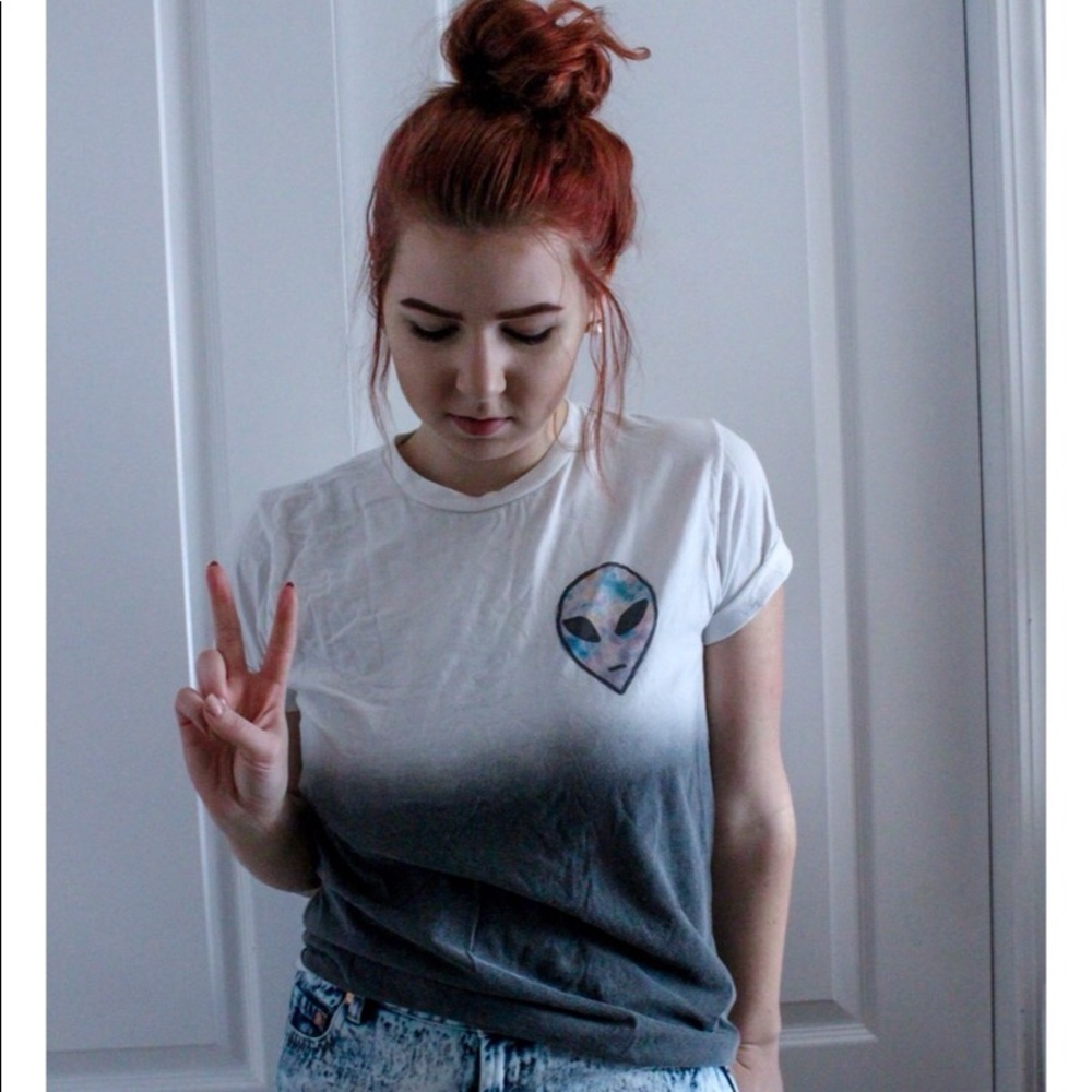 Teen hearts tie dye alien ombré T-shirt